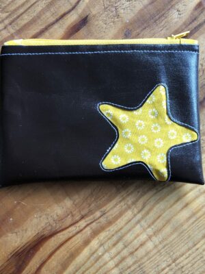 Porte monnaie zippé en simili cuir noir