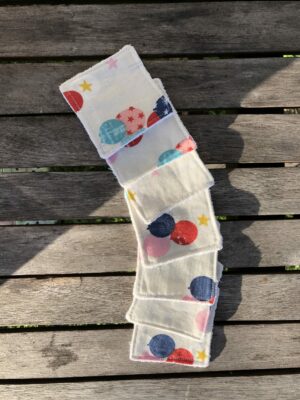 Lot de 7 mini lingettes nettoyantes "ballons multicolores"