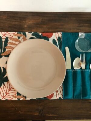 Set de table nomade nature sauvage / vert pétrole