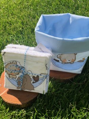 Panière + Lot de 7 lingettes nettoyantes "petit ourson"