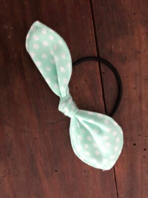 Noeud sur élastique "mint et blanc"