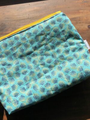 Pochette matelassée "feuilles Galim vertes"
