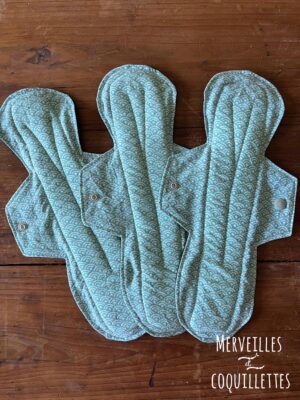 Lot de 3 serviettes hygiéniques de nuit lavables - Tissu au choix