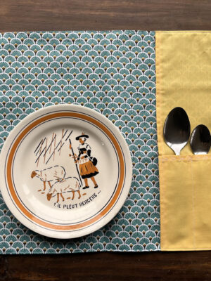 Set de table nomade "écailles cyan"