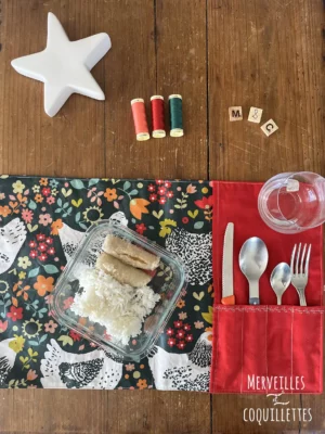 Set de table nomade "Poules"